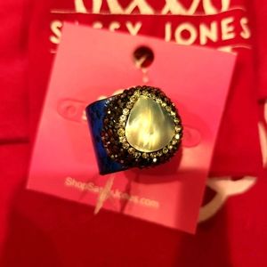 Sassy Jones Tizani Leather Ring - Blue NWT
